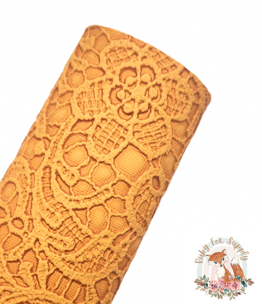 Dark Yellow Butter Lace 9x12 faux leather sheet