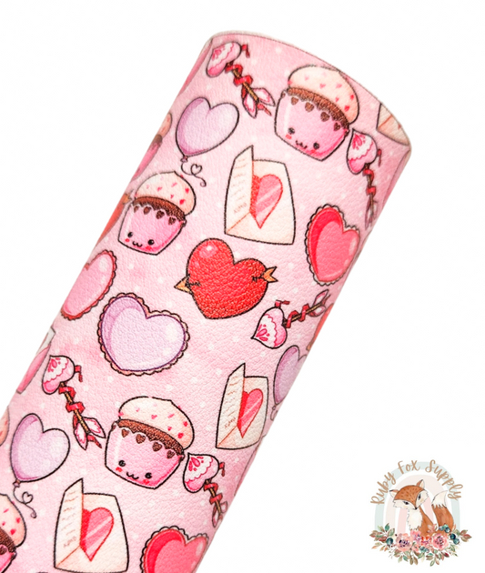 Cute Valentine's Treats 9x12 faux leather sheet