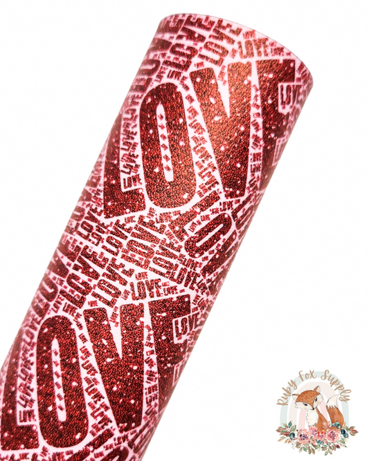 Love Word Collage 9x12 faux leather sheet