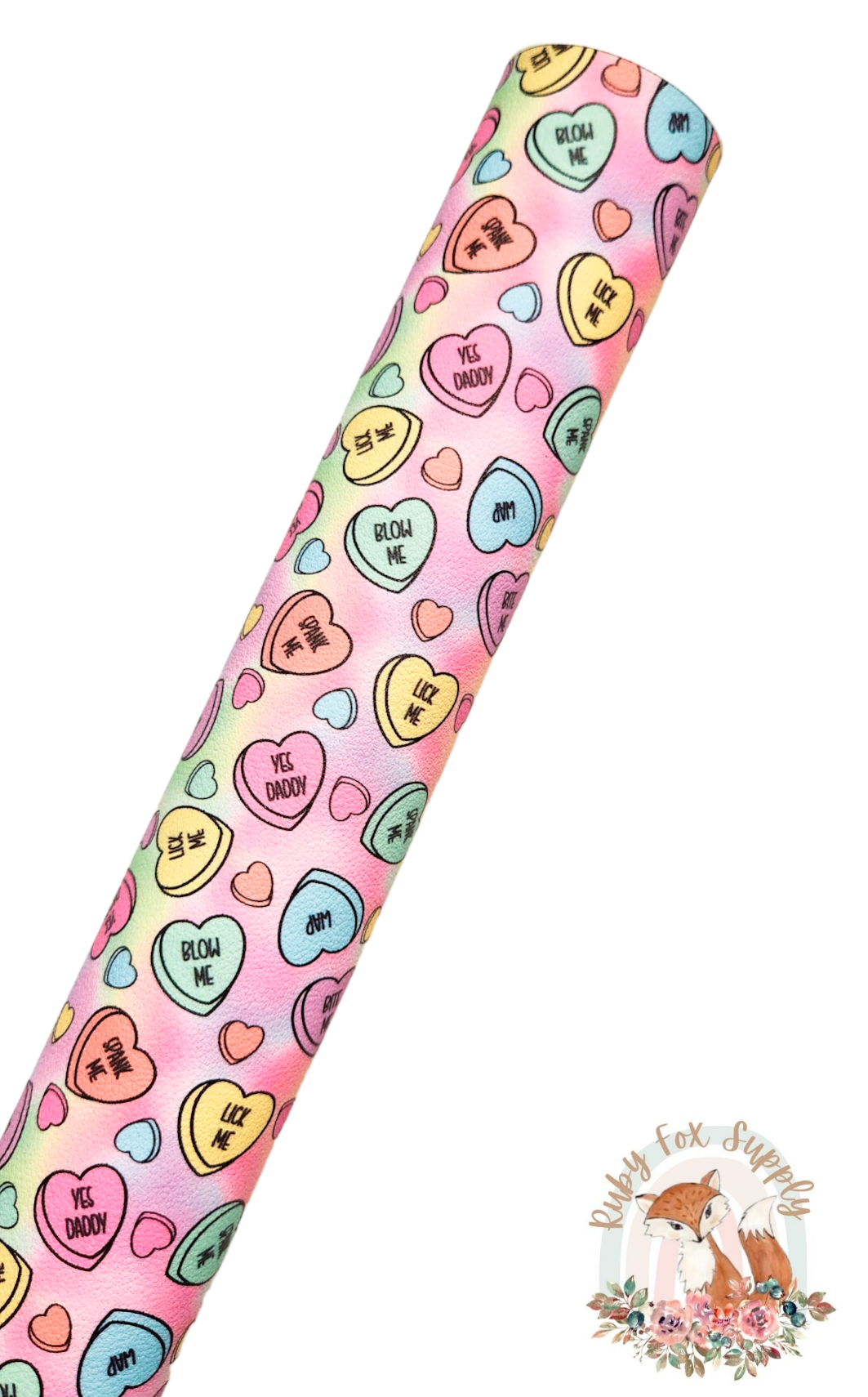 Adult Conversation Hearts 9x12 faux leather sheet