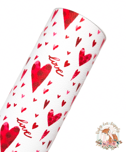 Love Hearts 9x12 faux leather sheet
