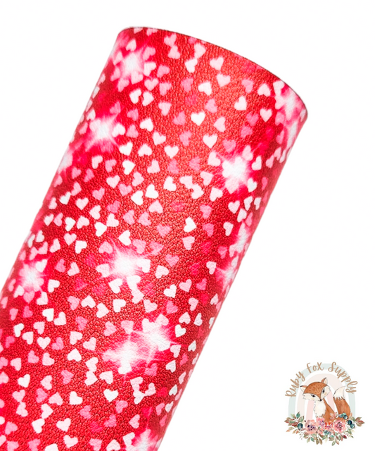 Red Sparkly Hearts 9x12 faux leather sheet