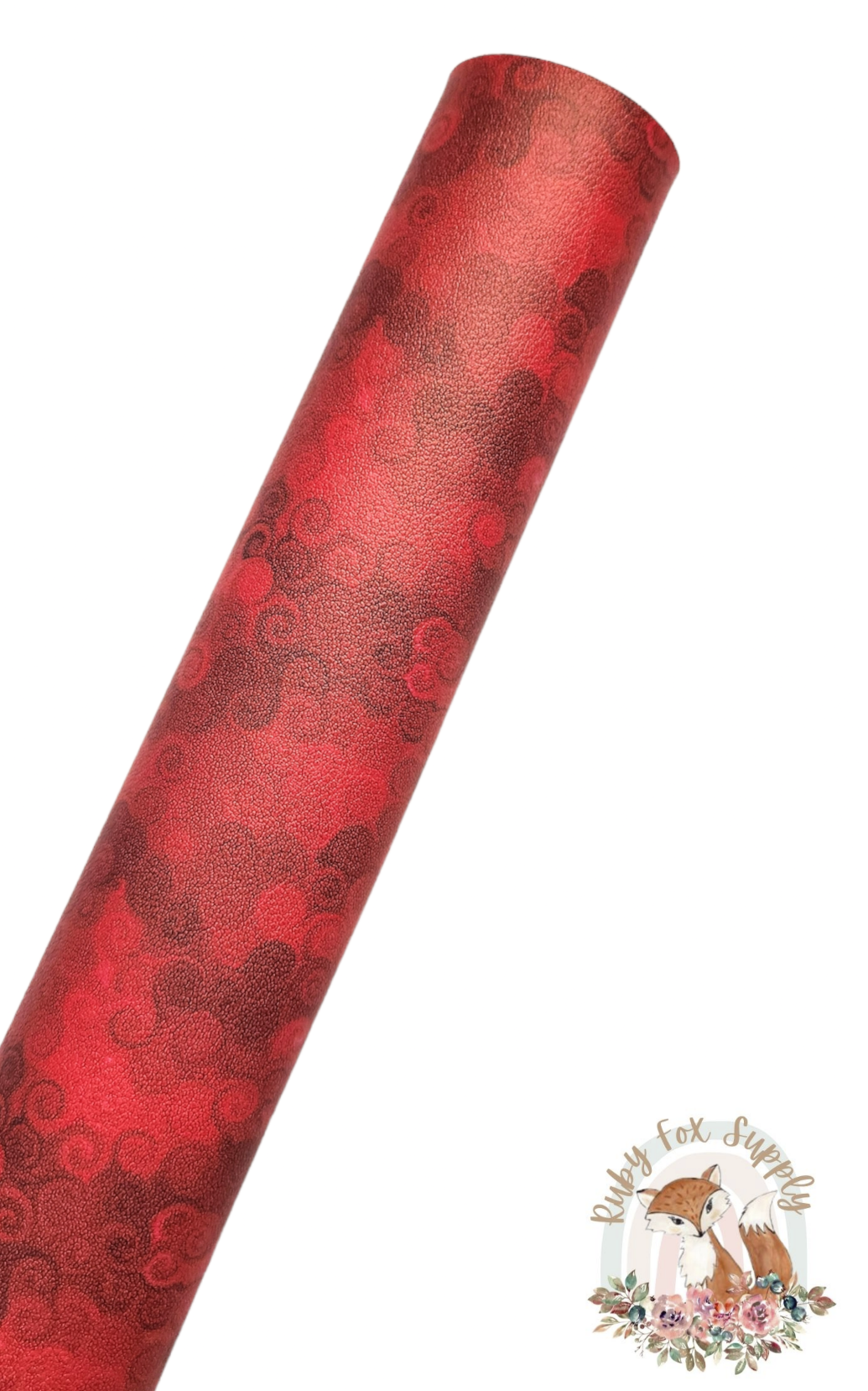Red Swirls 9x12 faux leather sheet