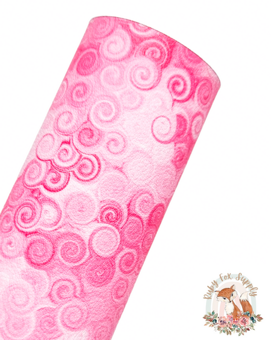 Pink Swirls 9x12 faux leather sheet