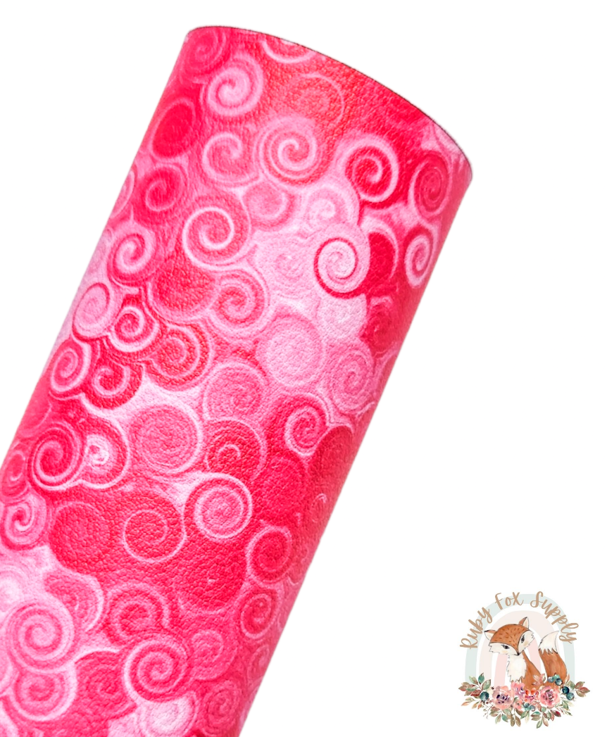 Dark Pink Swirls 9x12 faux leather sheet