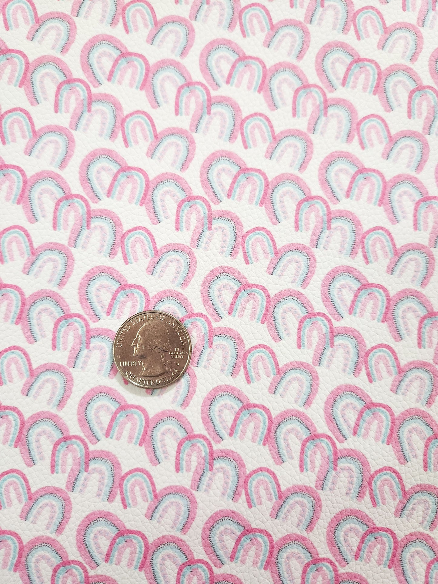 Pink and Blue Rainbows 9x12 faux leather sheet