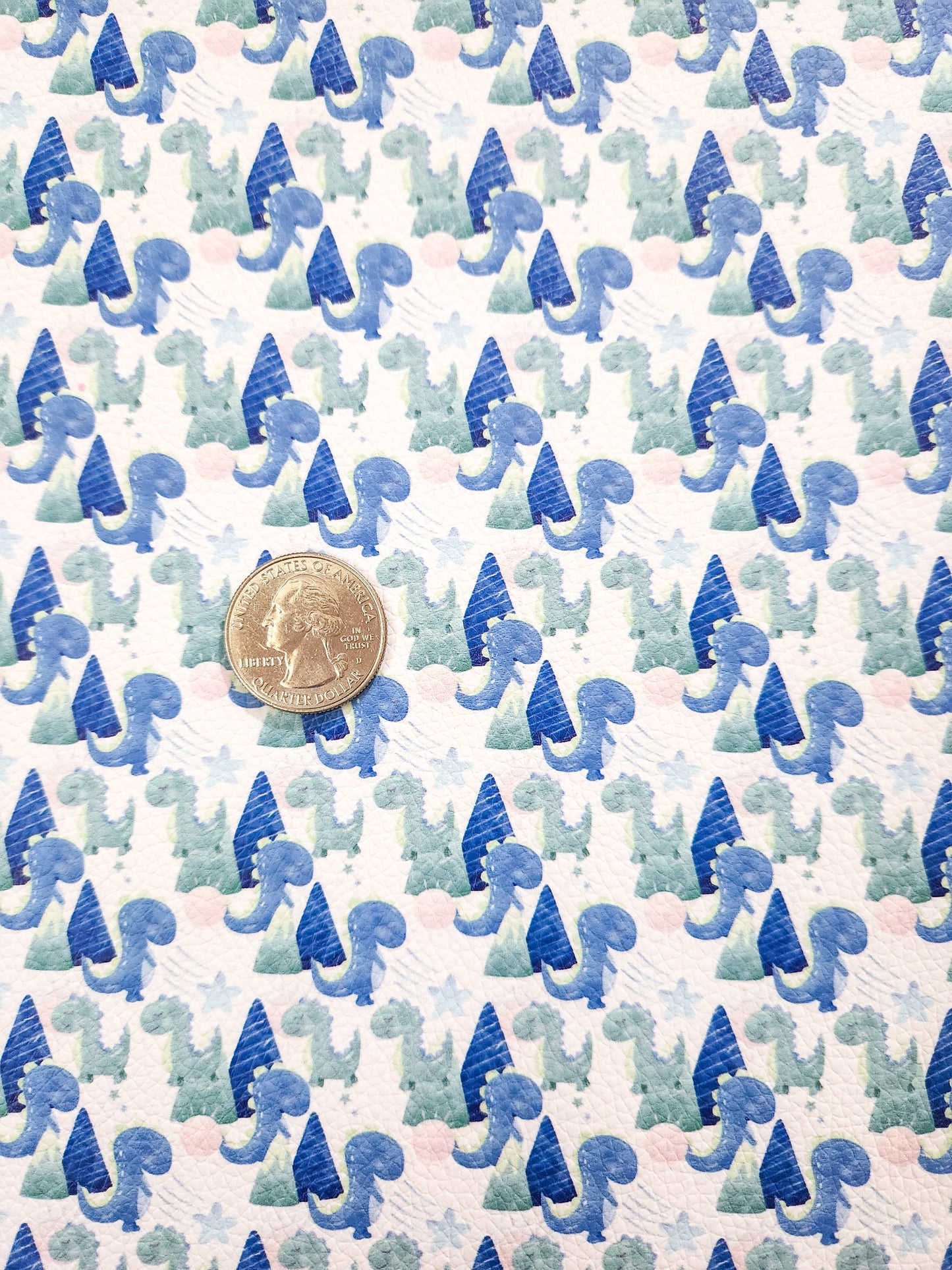 Blue and Green Dinos 9x12 faux leather sheet