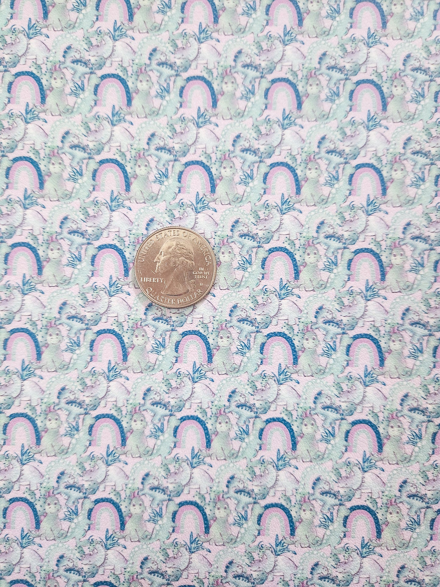 Girly Green Dino 9x12 faux leather sheet