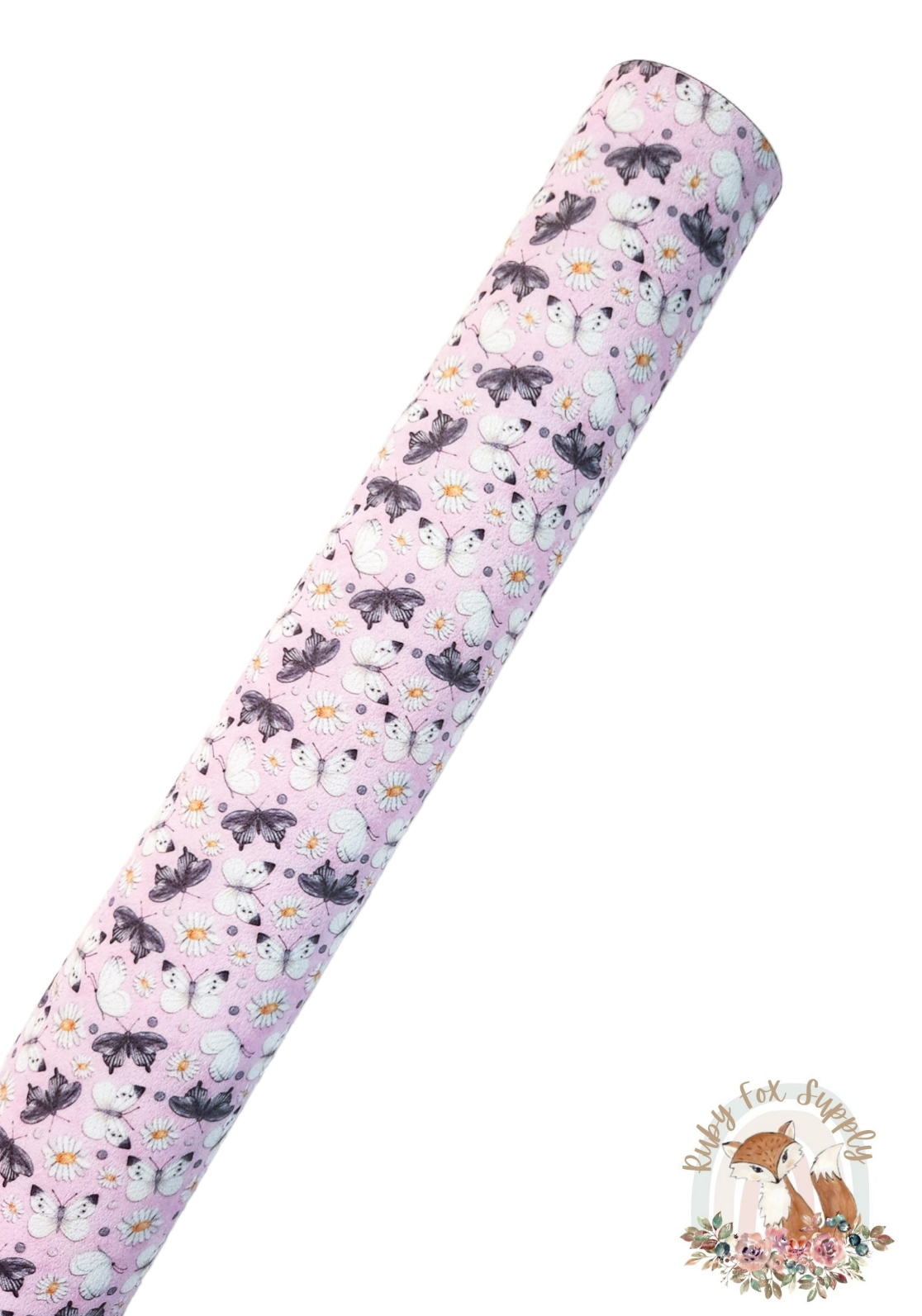 Light Pink Butterflies 9x12 faux leather sheet