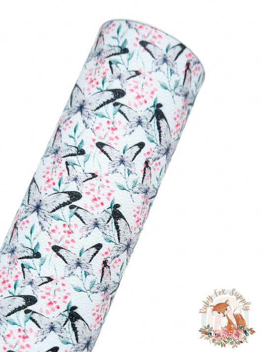 Pretty Butterflies 9x12 faux leather sheet