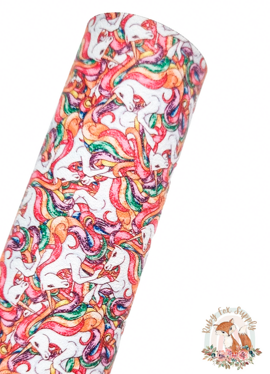 Stacked Unicorns 9x12 faux leather sheet