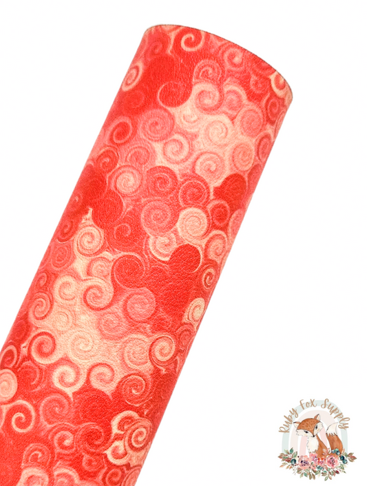 Orange Swirl 9x12 faux leather sheet