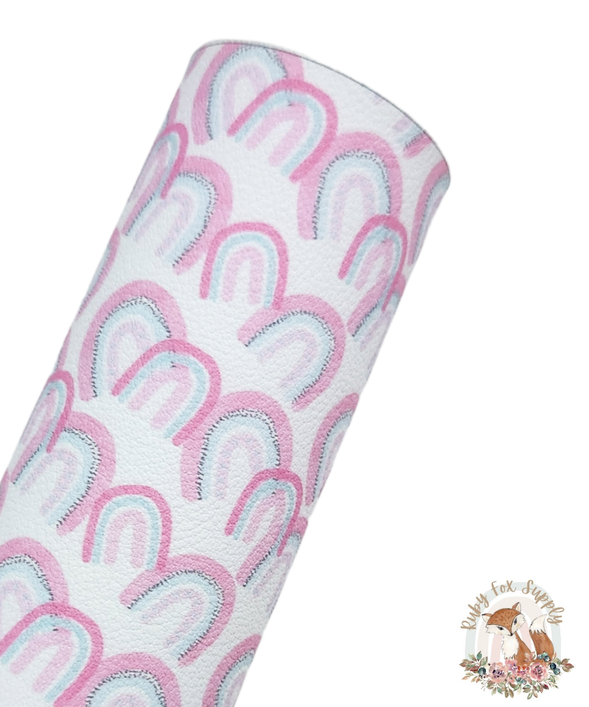 Pink and Blue Rainbows 9x12 faux leather sheet