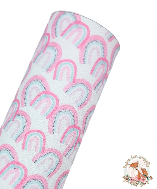 Pink and Blue Rainbows 9x12 faux leather sheet