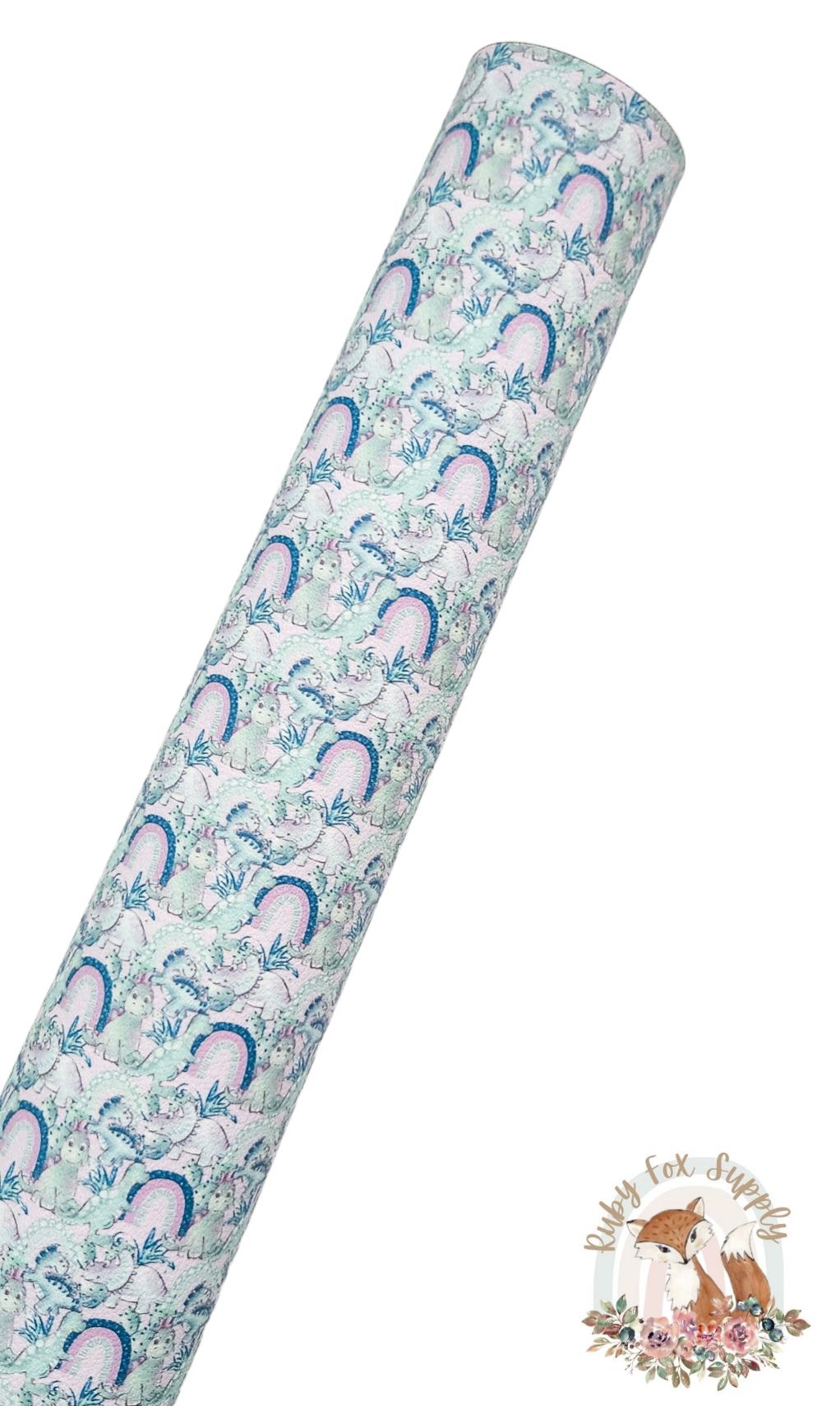 Girly Green Dino 9x12 faux leather sheet