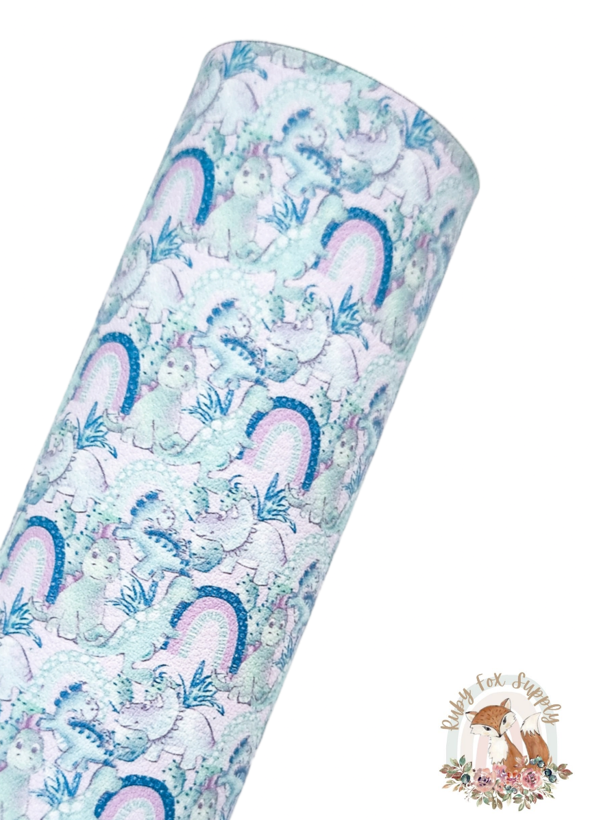 Girly Green Dino 9x12 faux leather sheet