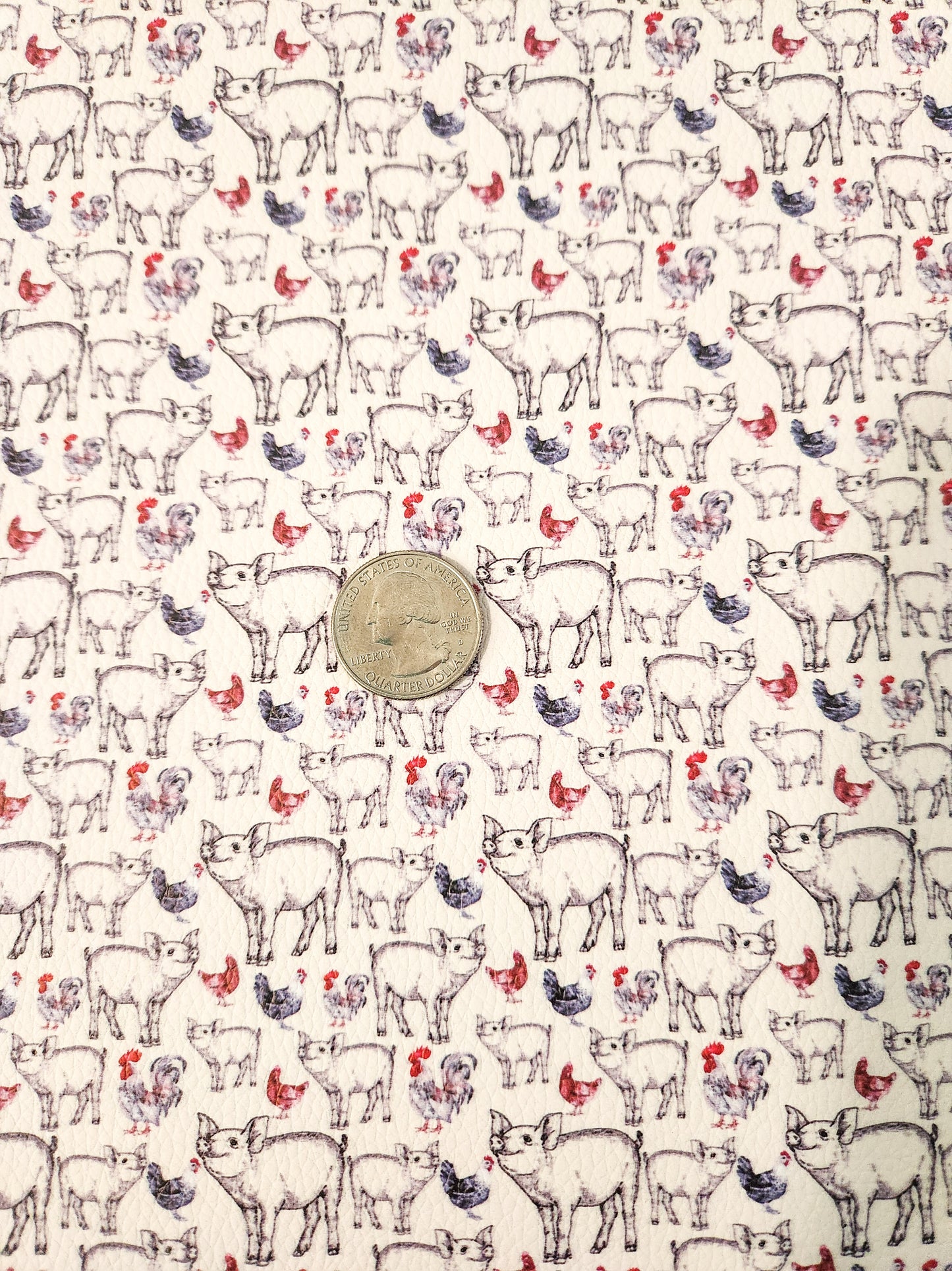 Sketchy Pig and Chickens 9x12 faux leather sheet
