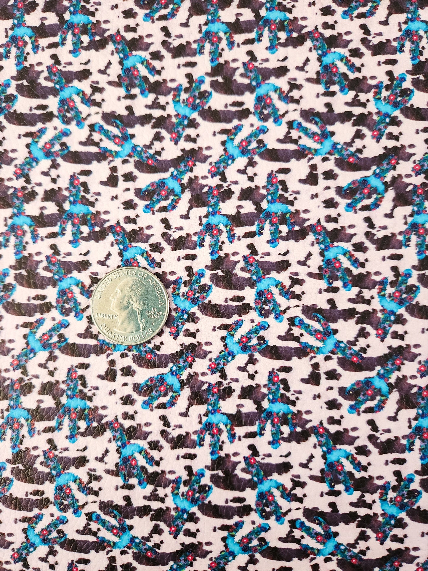Cow Print Cactus 9x12 faux leather sheet