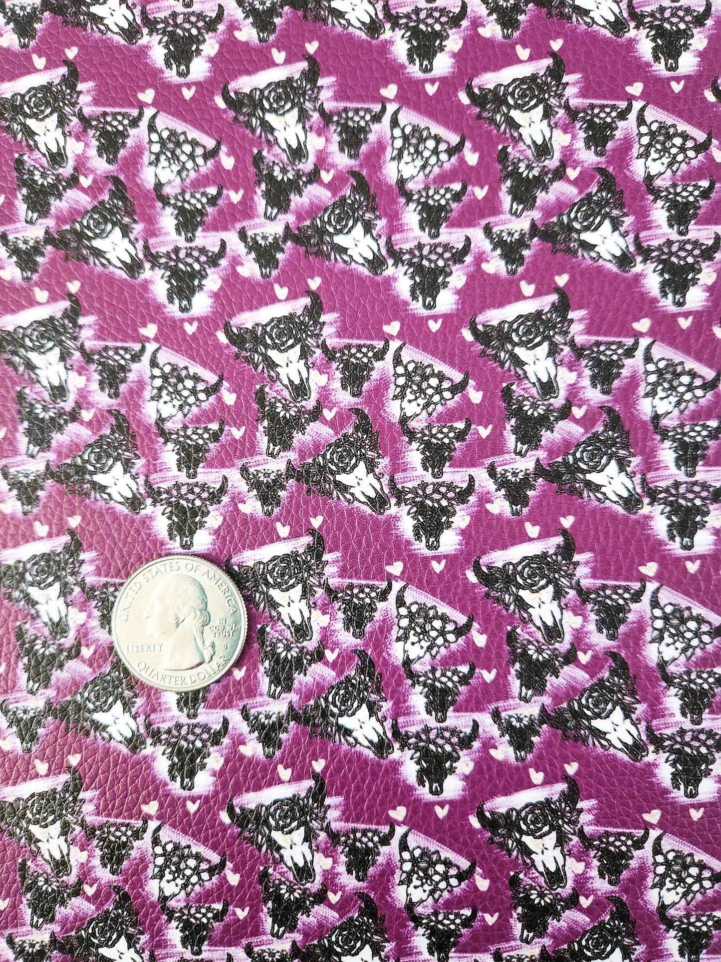 Purple Cow Skull 9x12 faux leather sheet
