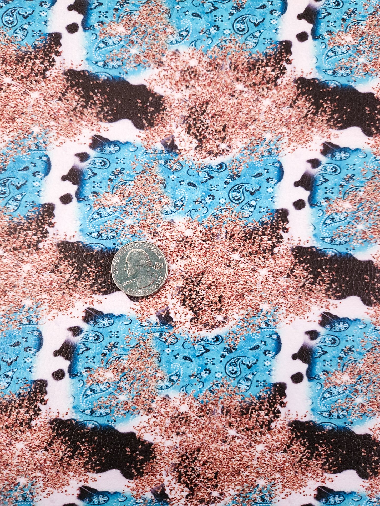 Teal Paisley Splatter 9x12 faux leather sheet