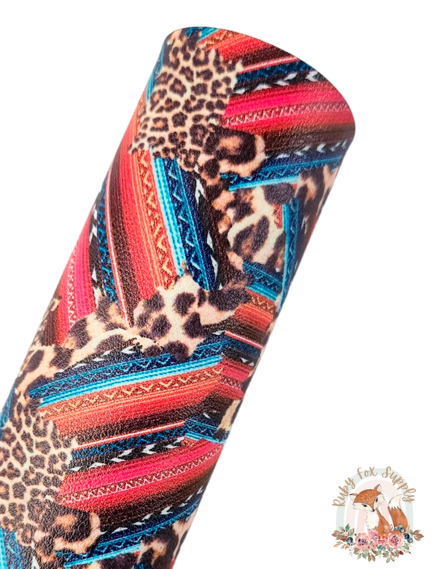 Cheetah Serape Patches 9x12 faux leather sheet