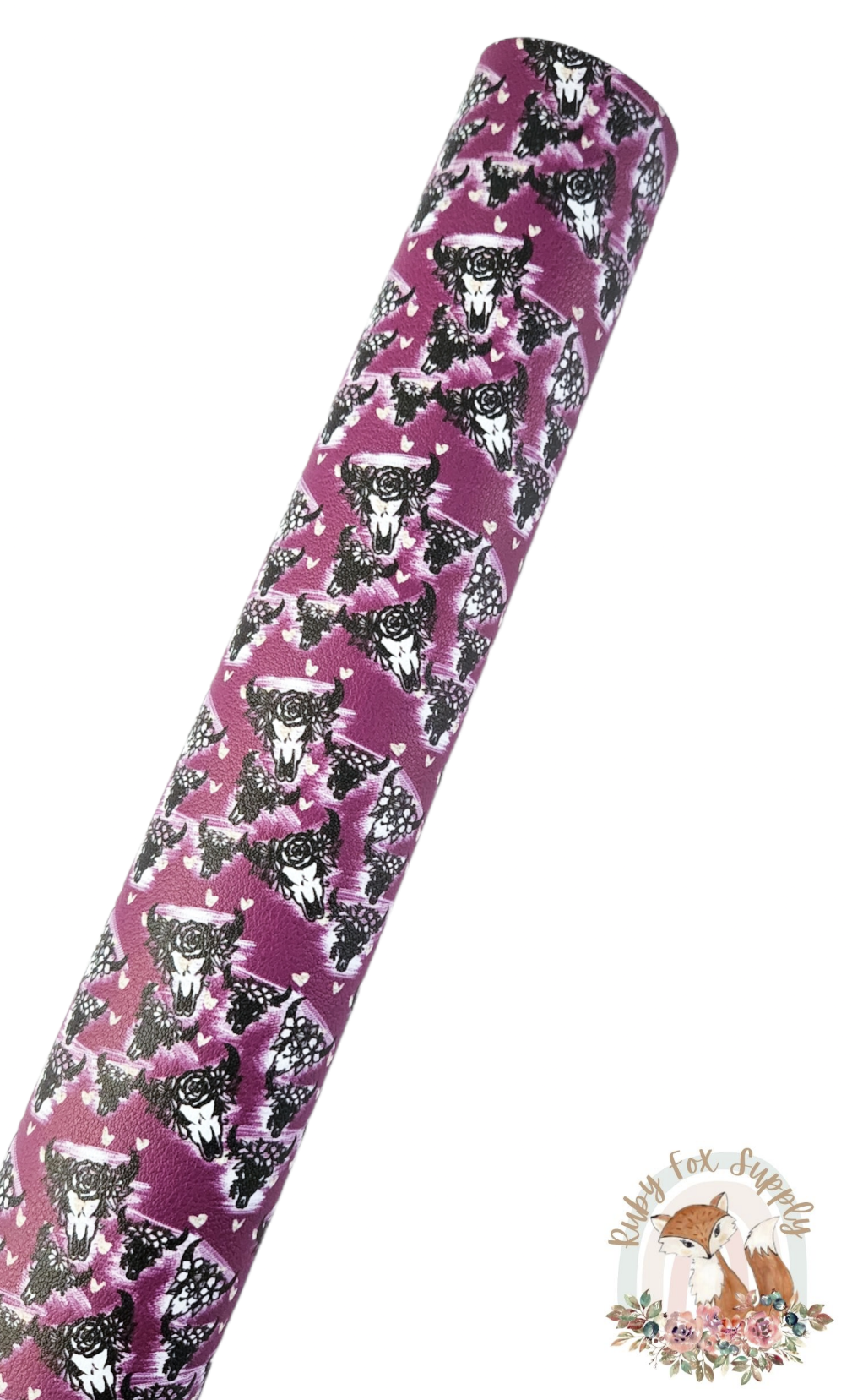 Purple Cow Skull 9x12 faux leather sheet