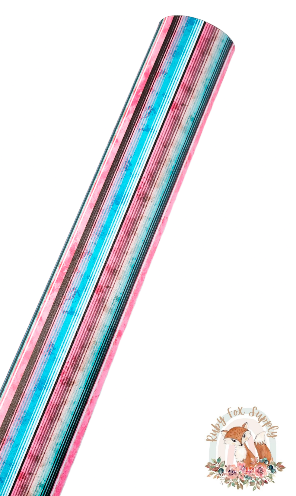 Blue Pink Western Stripes 9x12 faux leather sheet
