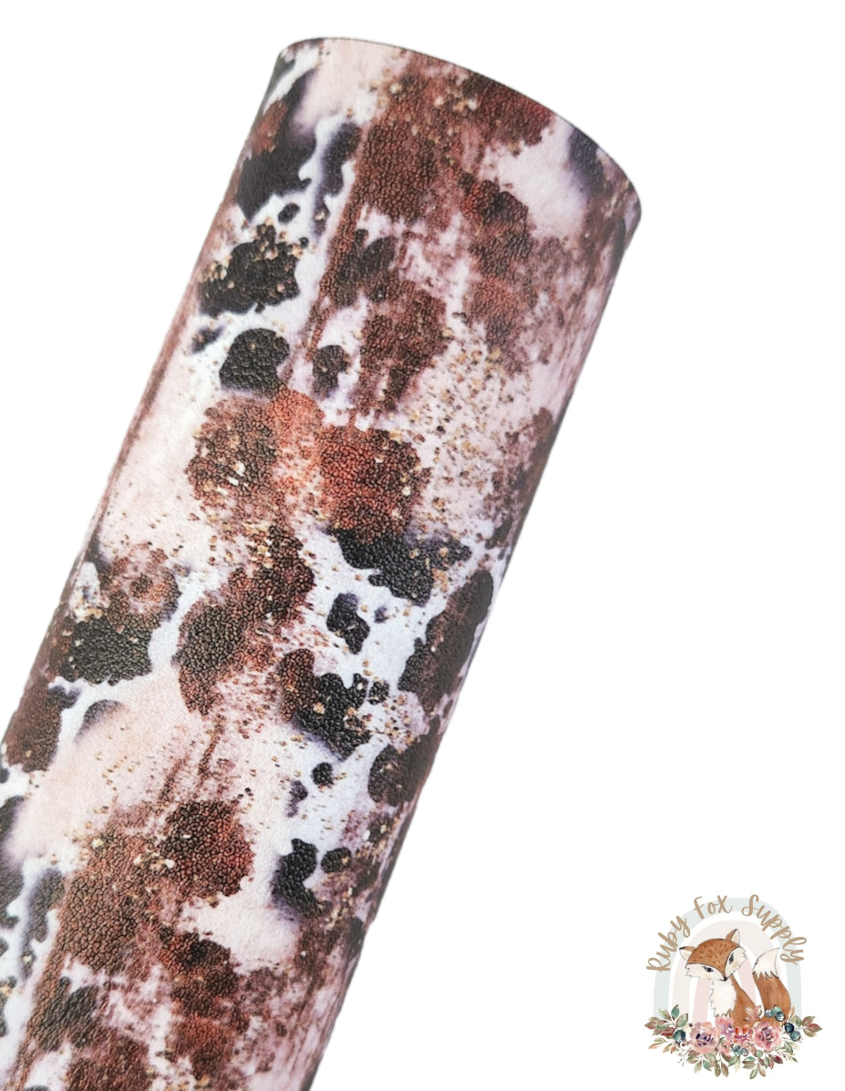 Cow Print Splatter 9x12 faux leather sheet