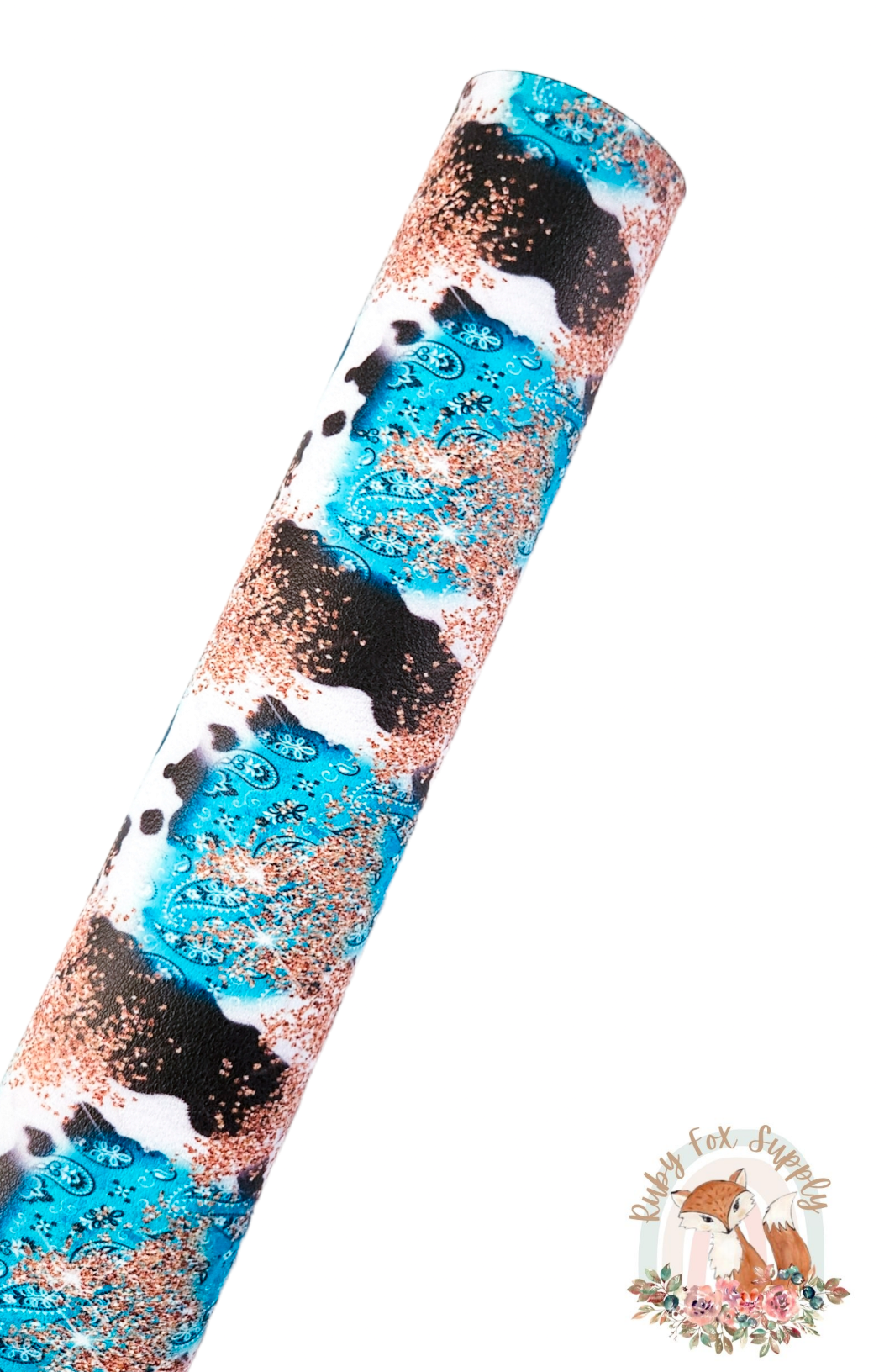 Teal Paisley Splatter 9x12 faux leather sheet