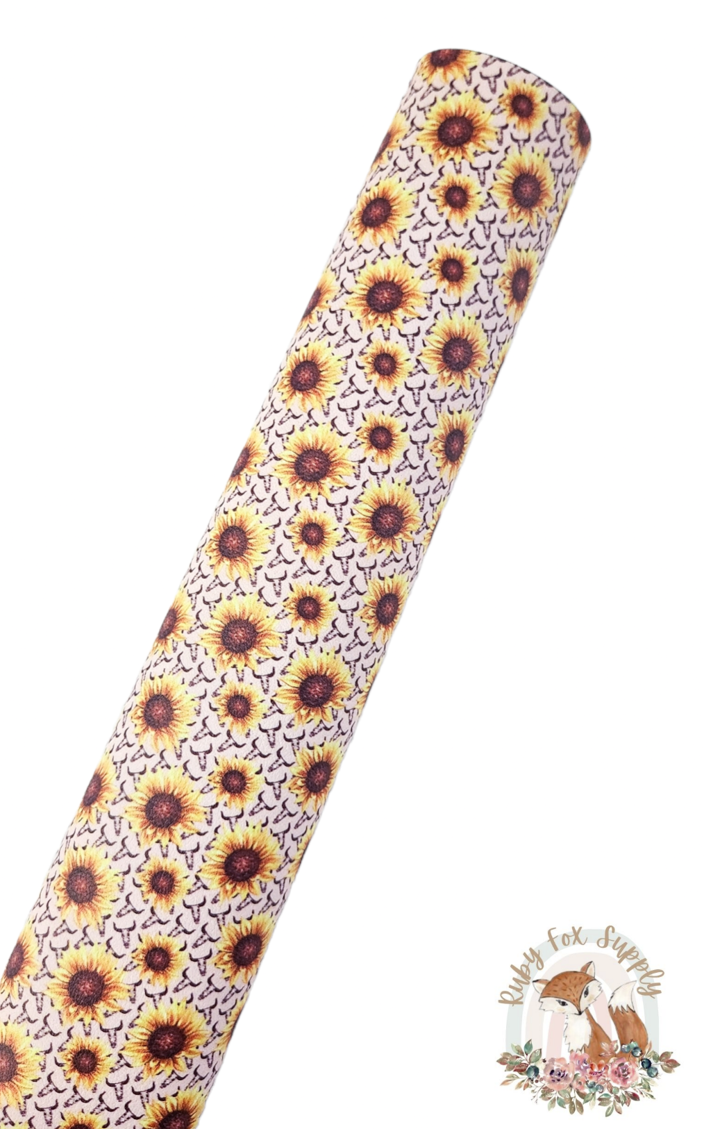 Sunflower Cow Skulls 9x12 faux leather sheet