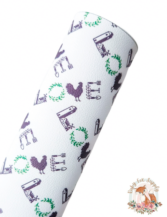 Farm Love 9x12 faux leather sheet