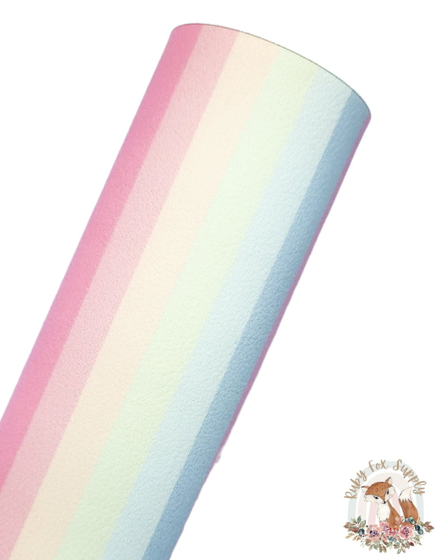 Pastel Rainbow Stripes 9x12 faux leather sheet