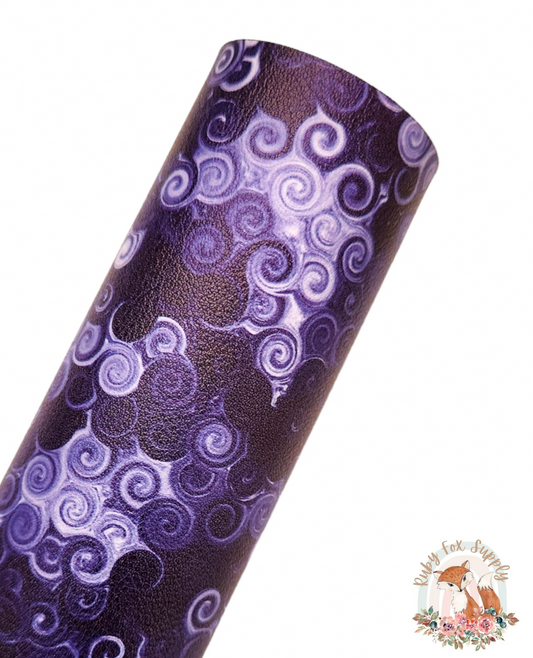 Dark Blue Swirls 9x12 faux leather sheet