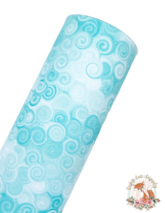 Light Blue Swirls 9x12 faux leather sheet