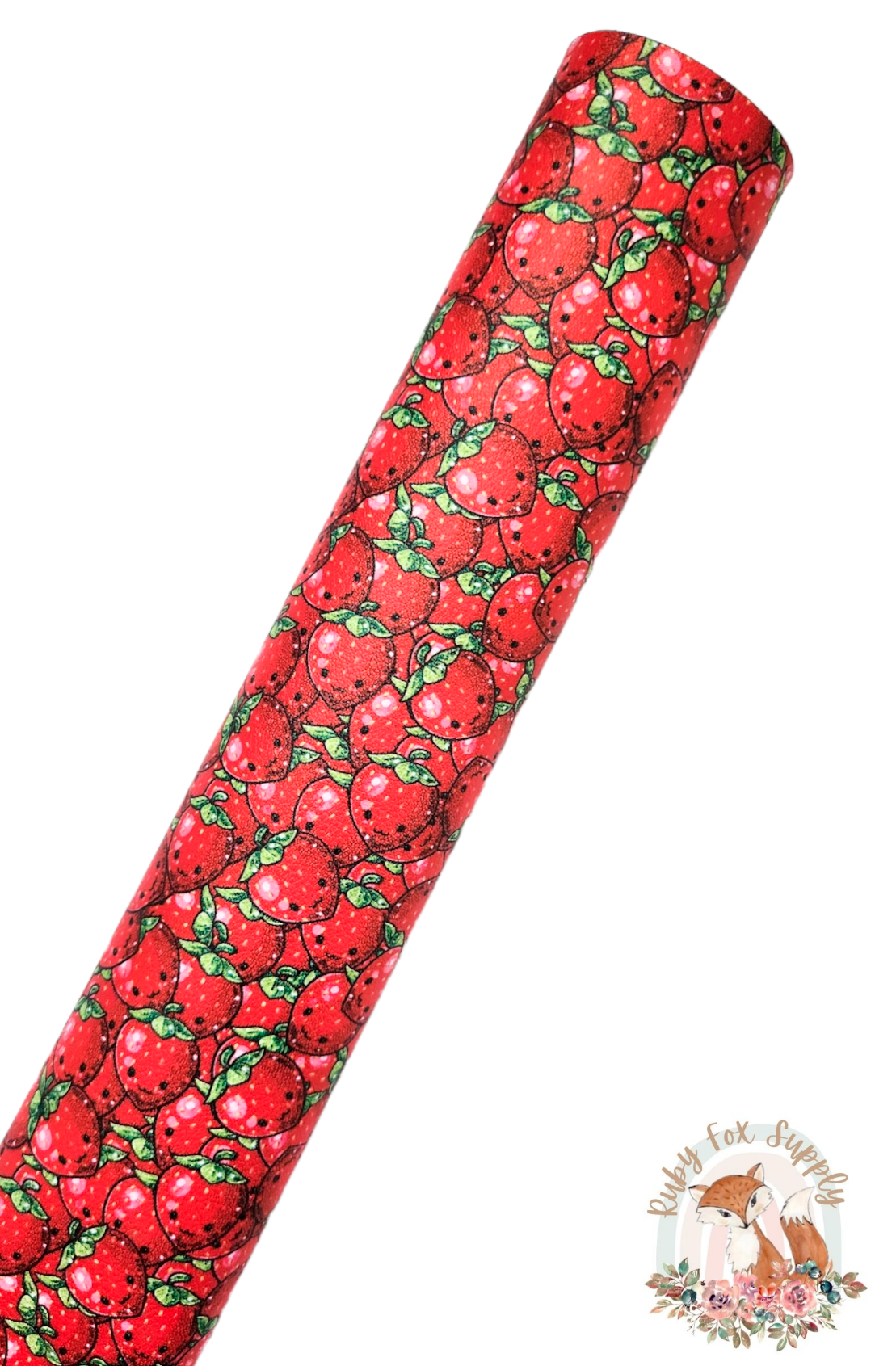 Smiling Strawberries 9x12 faux leather sheet