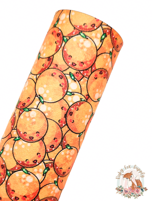 Smiling Orange 9x12 faux leather sheet