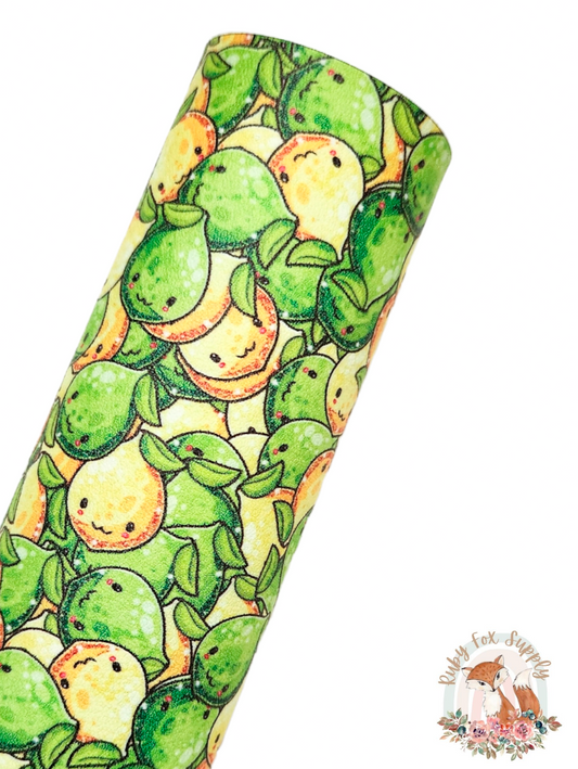 Smiling Lemon Lime 9x12 faux leather sheet
