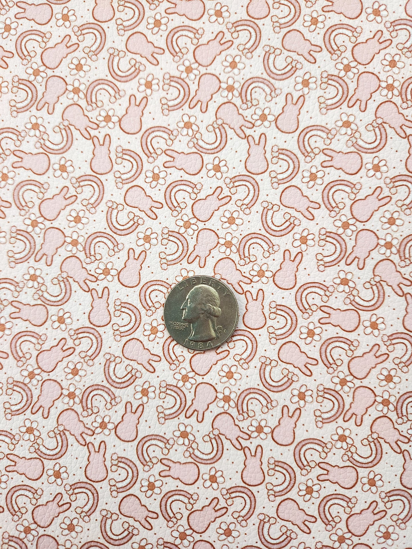 Rainbows and Bunnies 9x12 faux leather sheet