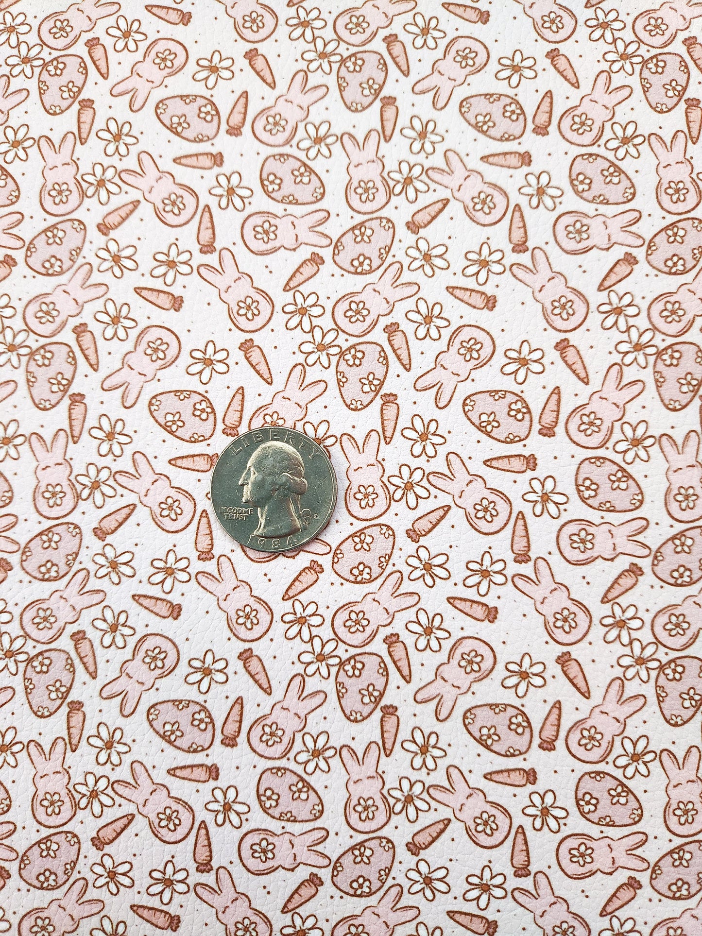 Muted Bunnies and Eggs 9x12 faux leather sheet