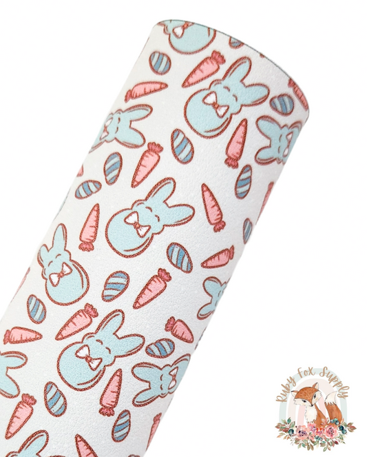 Bowtie Bunnies 9x12 faux leather sheet