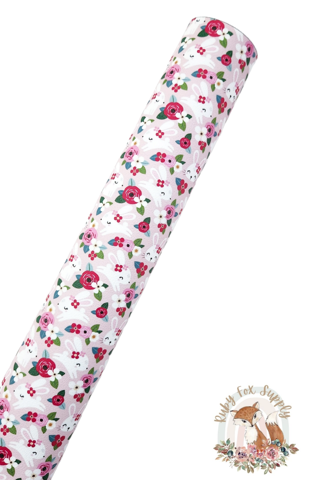 Pink Hopping Bunny 9x12 faux leather sheet