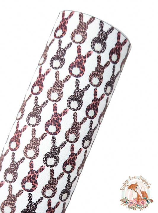 Leopard Bunnies 9x12 faux leather sheet