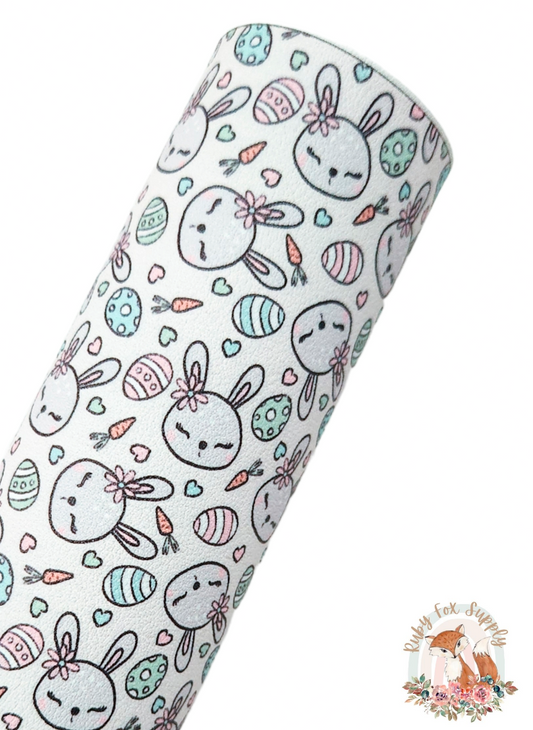 Silver Bunny 9x12 faux leather sheet