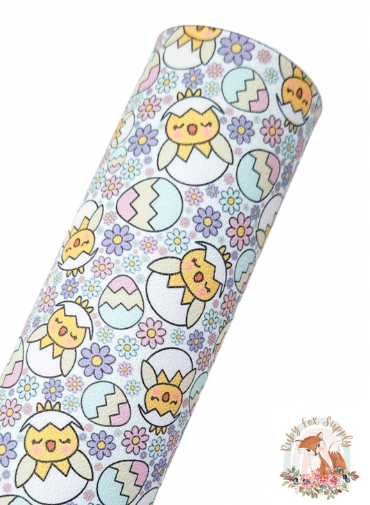 Baby Chick Eggs 9x12 faux leather sheet