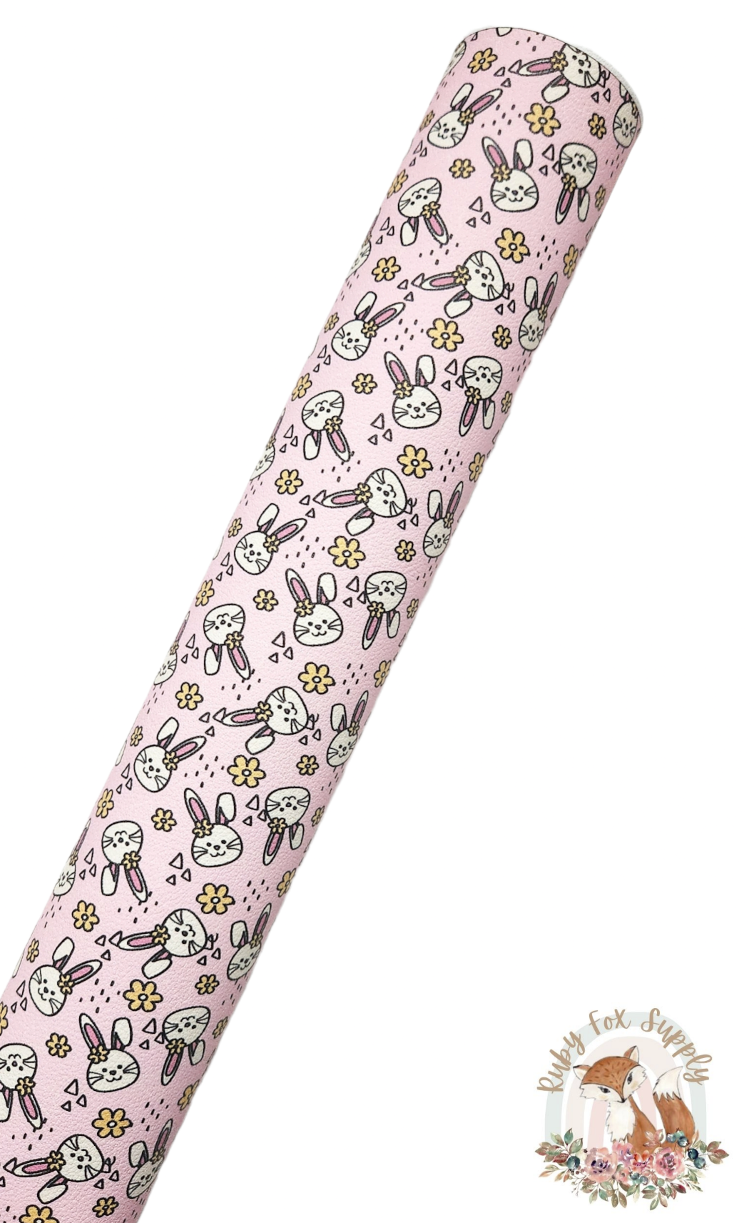 Cute Pink Bunnies 9x12 faux leather sheet