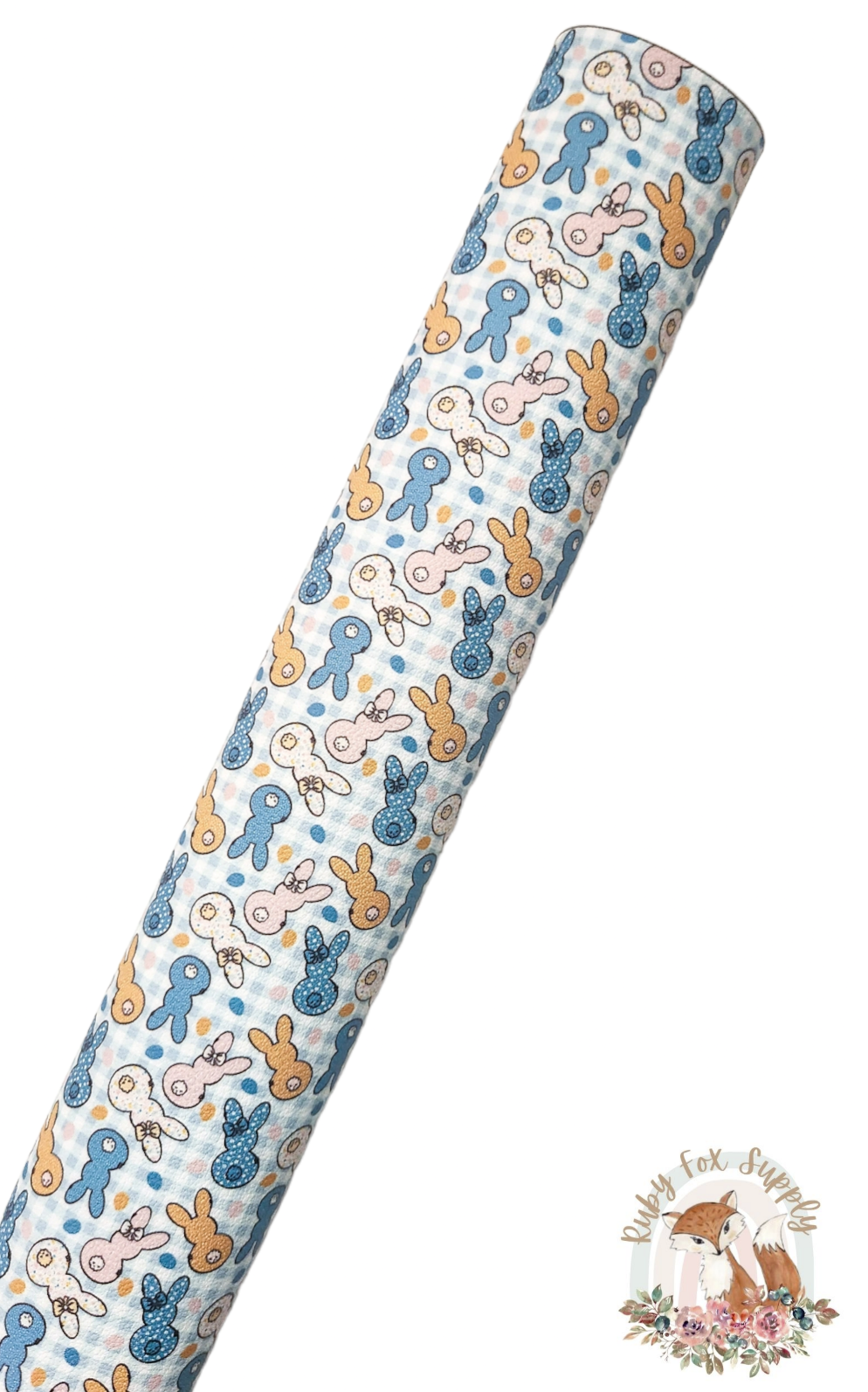 Blue and Yellow Bunnies 9x12 faux leather sheet