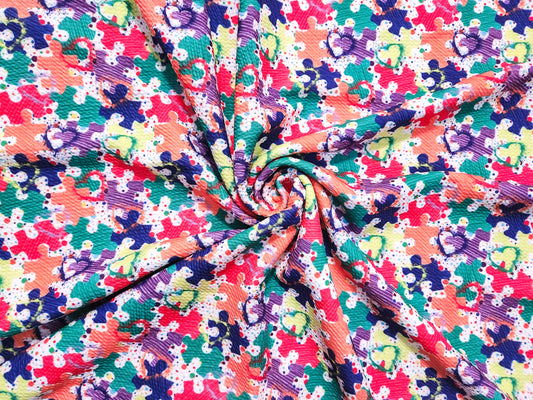 Splatter Puzzle Pieces Fabric Strip