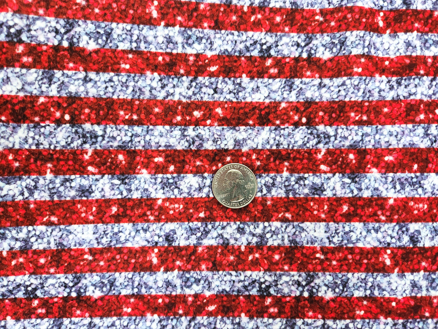 Red and White Glittery Stripes Fabric Strip