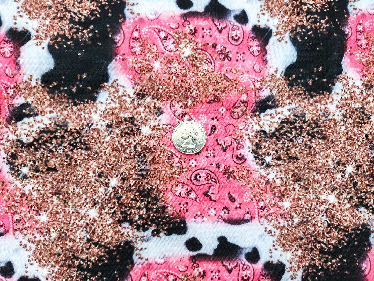 Pink Paisley Cow Print Fabric Strip