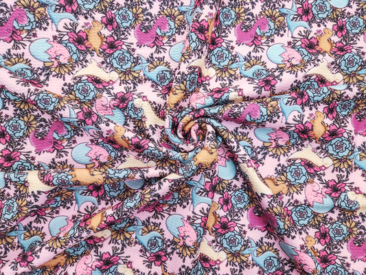 Floral Dinosaurs Fabric Strip